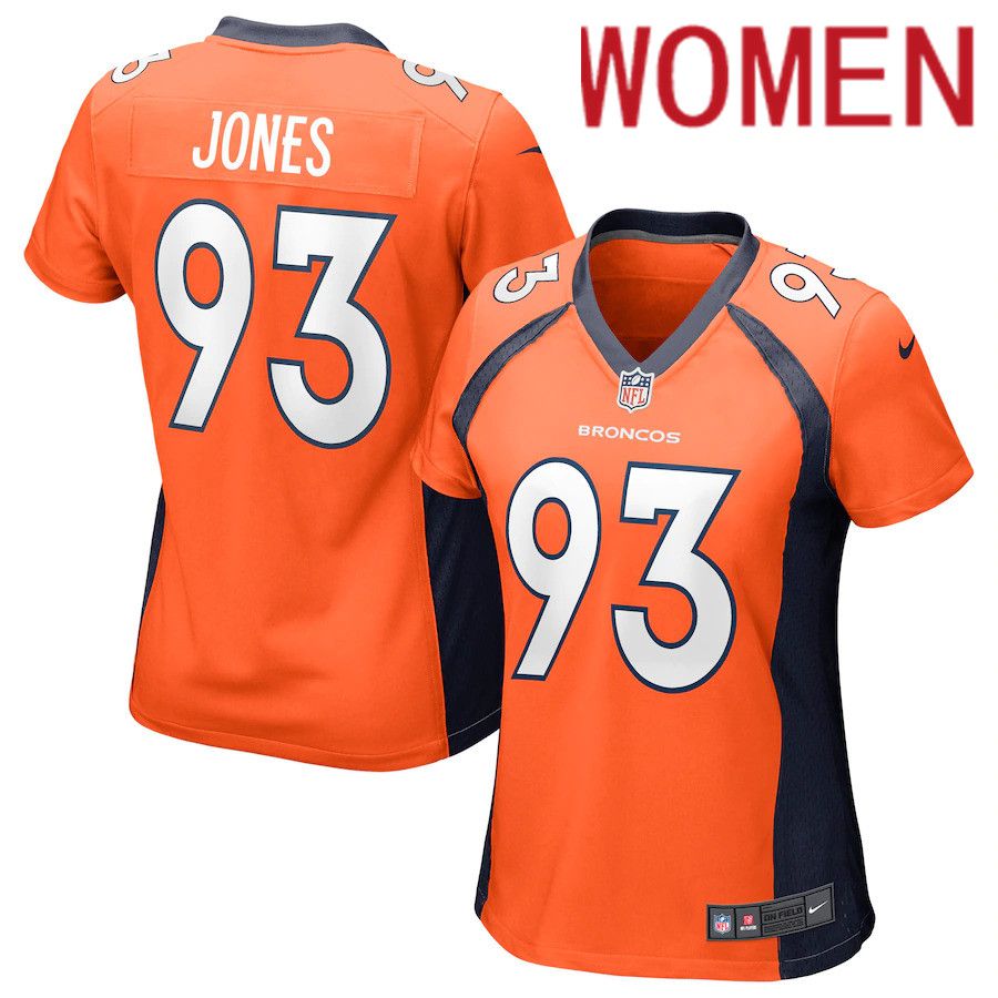 Women Denver Broncos #93 Dre Mont Jones Nike Orange Game NFL Jersey->women nfl jersey->Women Jersey